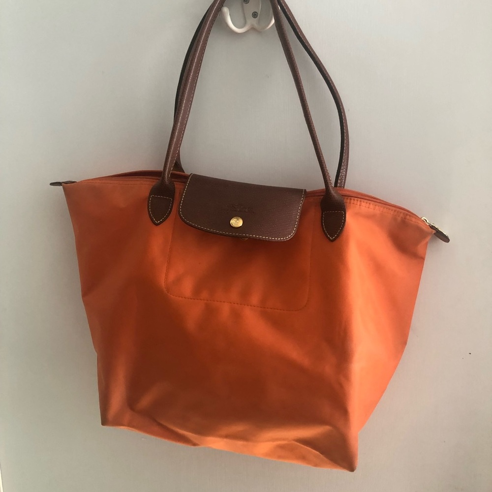 Large Orange Le Pliage shoulder bag